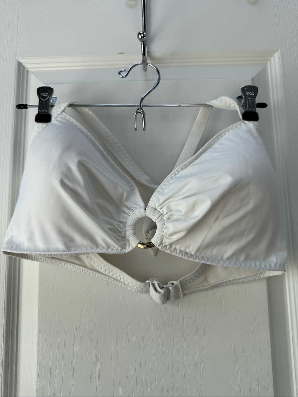 Lands' End White Ring-Front Bralette Bikini Top